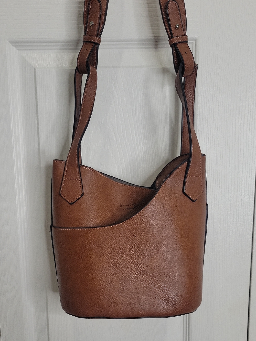 K. Carroll Brown Vegan Leather Bucket Crossbody Bag - Picture 6 of 7